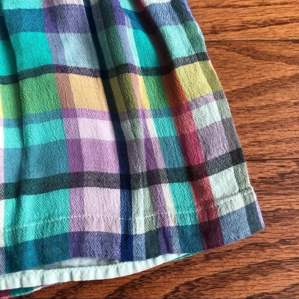 GAP KIDS Plaid Multicolor Peplum Top Short Sleeve Lined Girl’s Size XL